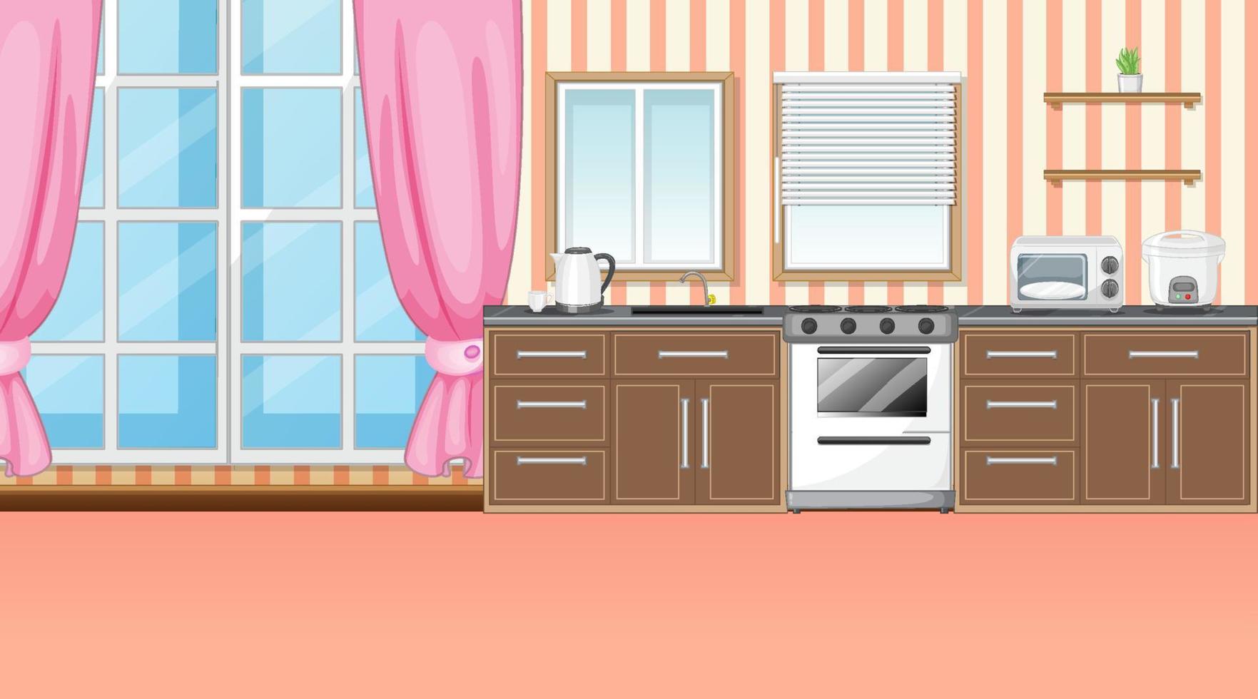 Empty kitchen interior design with furniture vector