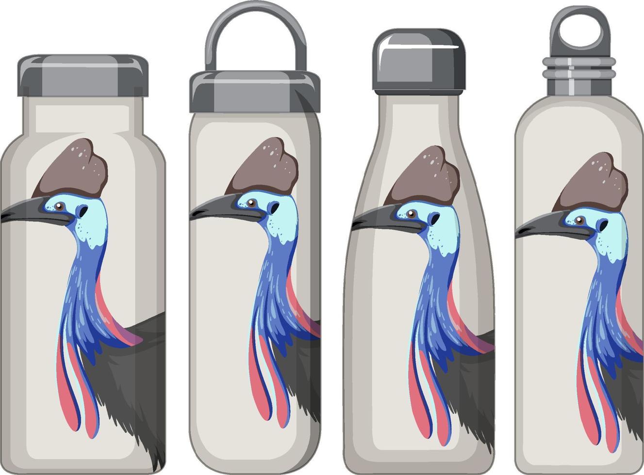 Set of different white thermos bottles vector