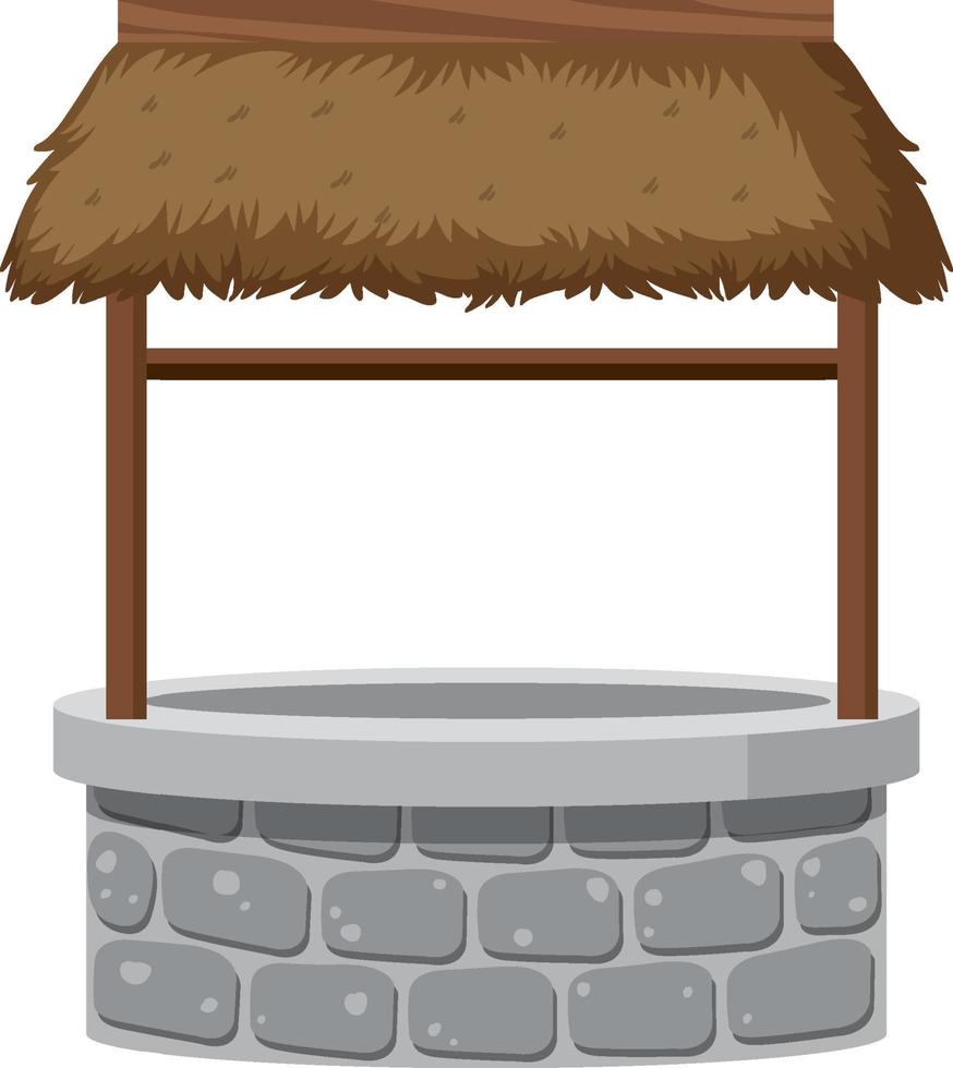 Stone well with rooftop on white background vector