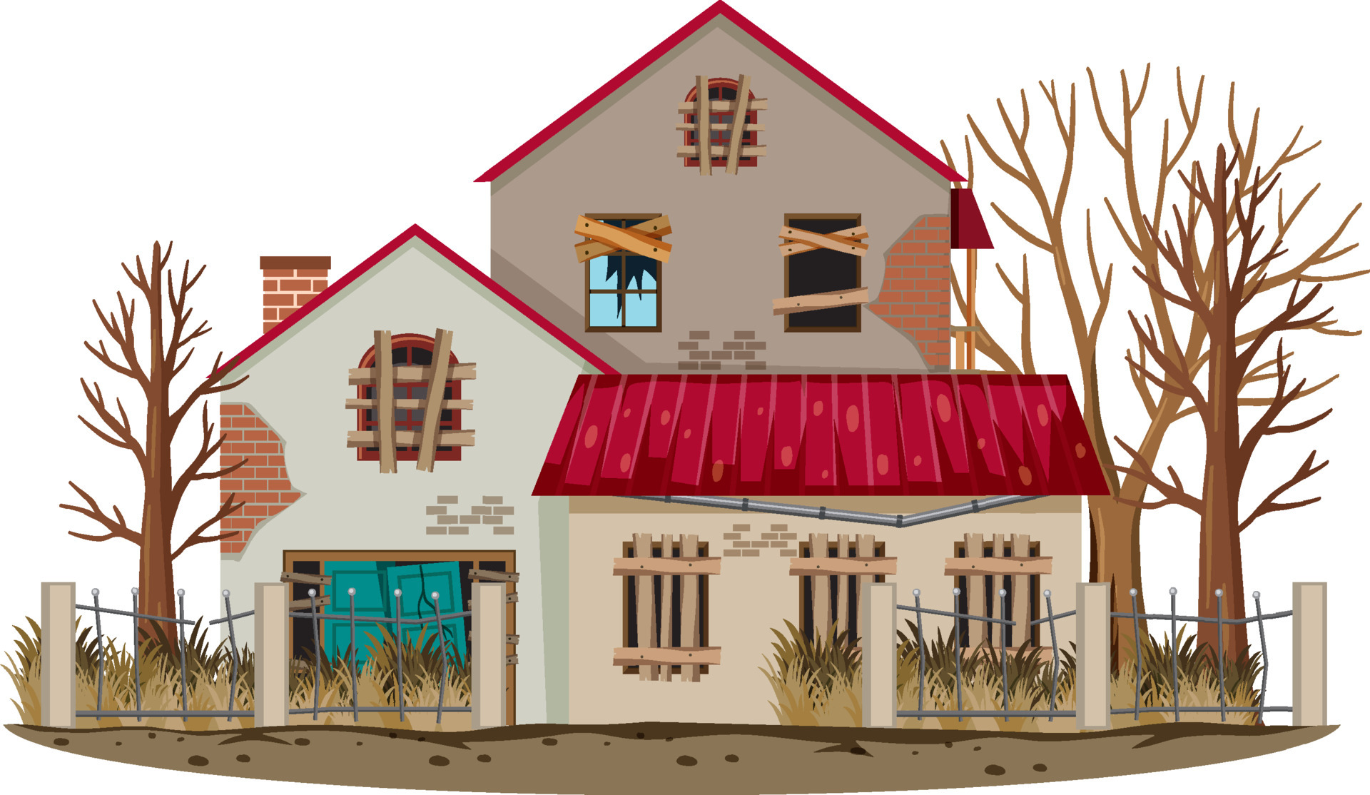 Abandoned house on white background 3843815 Vector Art at Vecteezy
