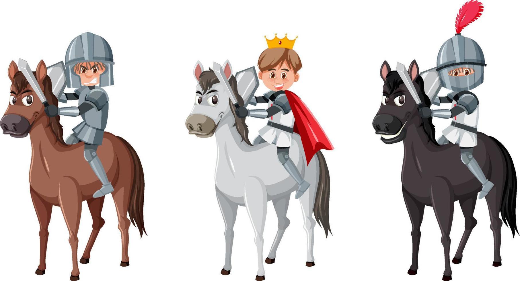 conjunto de caballero y príncipe a caballo vector