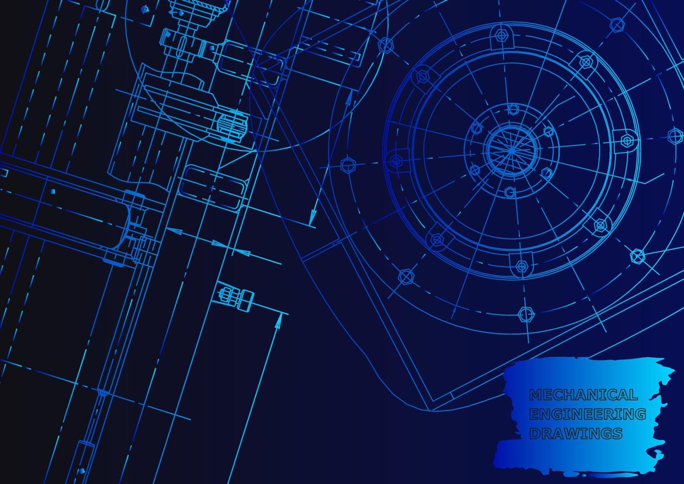 Sketch. Vector engineering illustration. Computer aided design systems