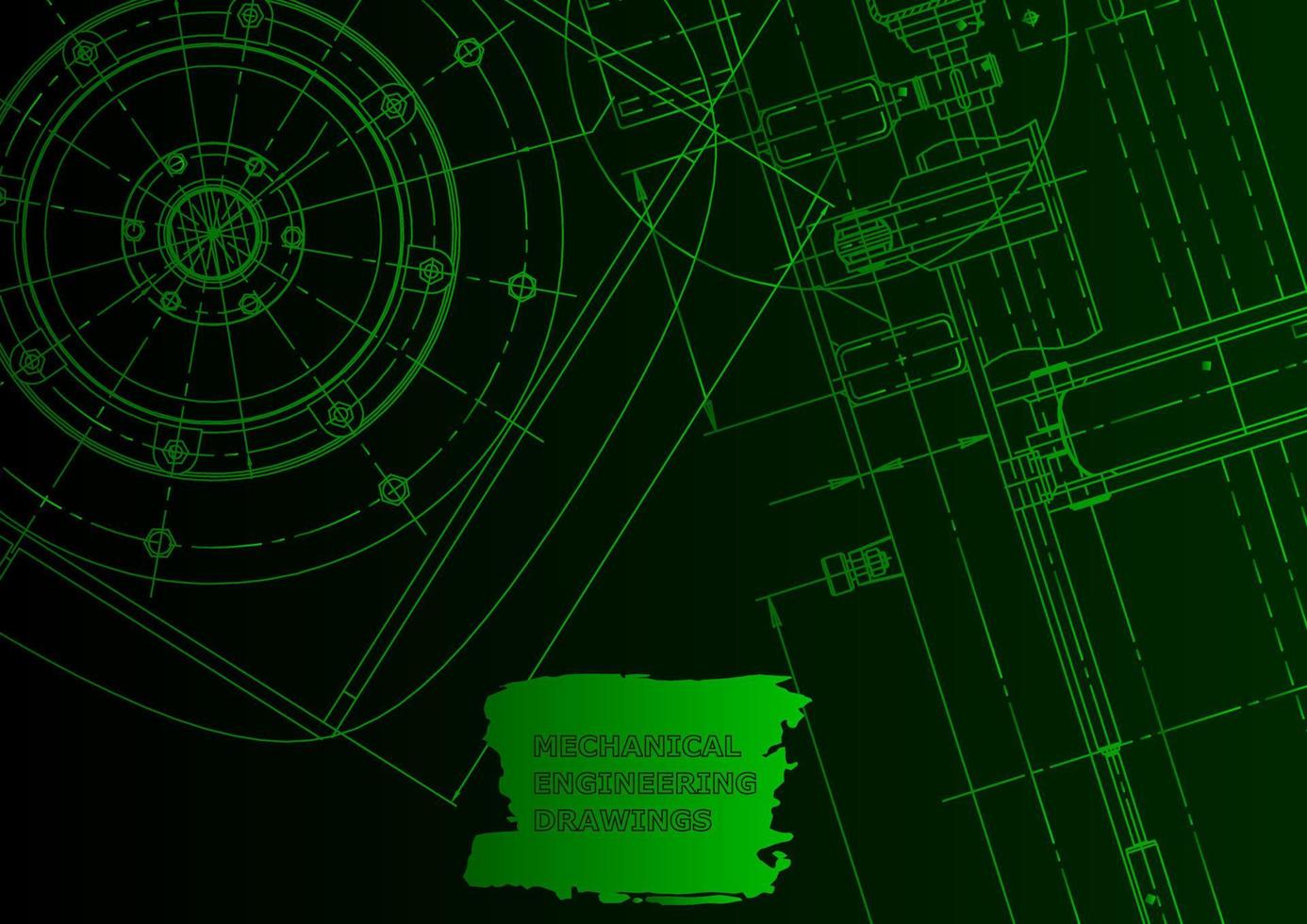 Sketch. Vector engineering illustration. Computer aided design systems