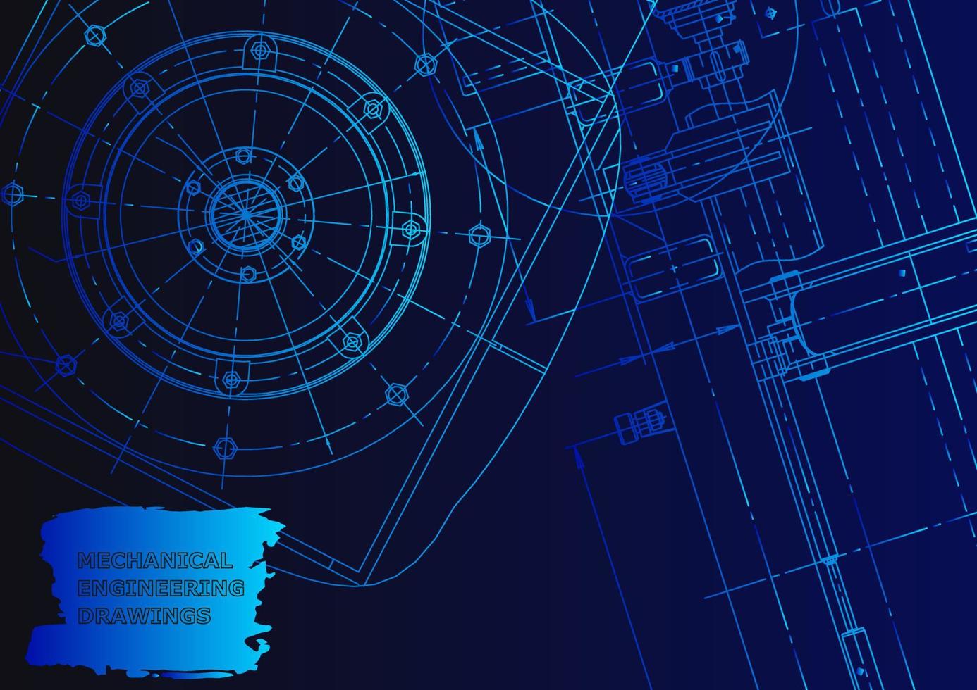 Sketch. Vector engineering illustration. Computer aided design systems