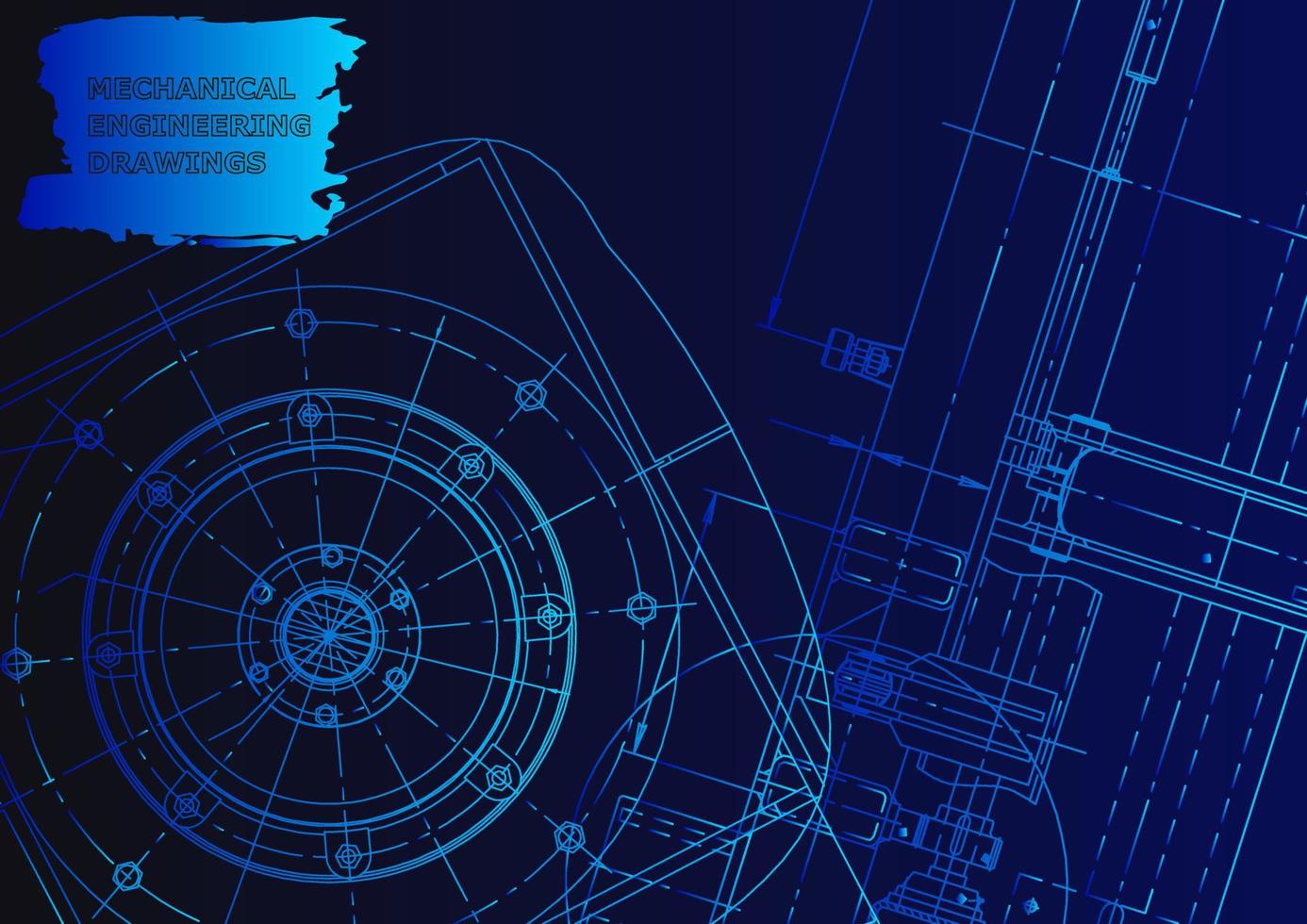 Sketch. Vector engineering illustration. Computer aided design systems