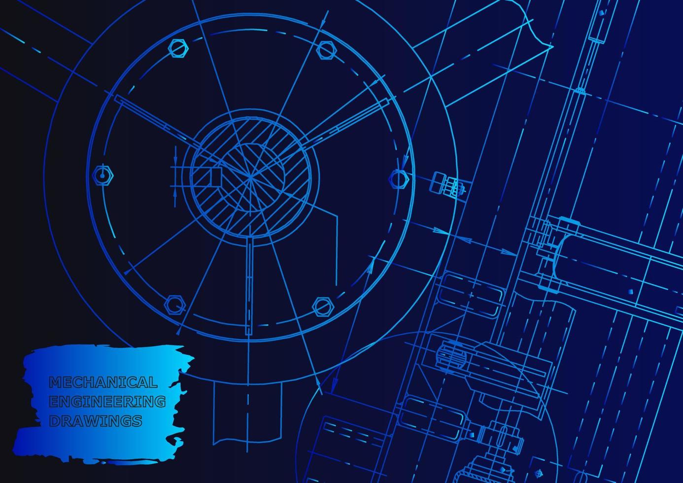 Sketch. Vector engineering illustration. Computer aided design systems