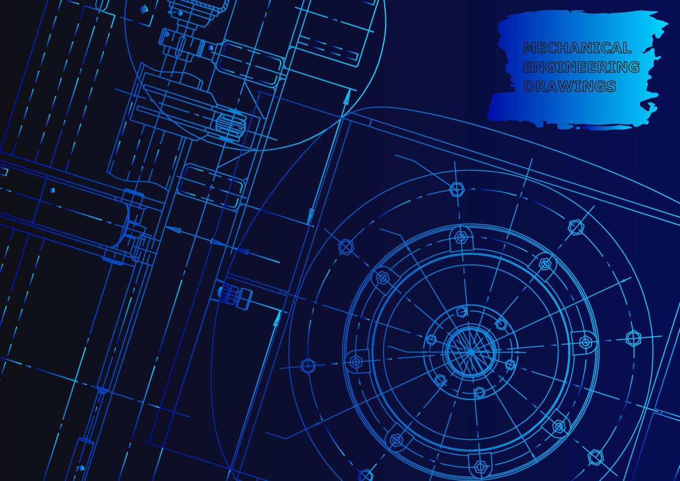 Sketch. Vector engineering illustration. Computer aided design systems