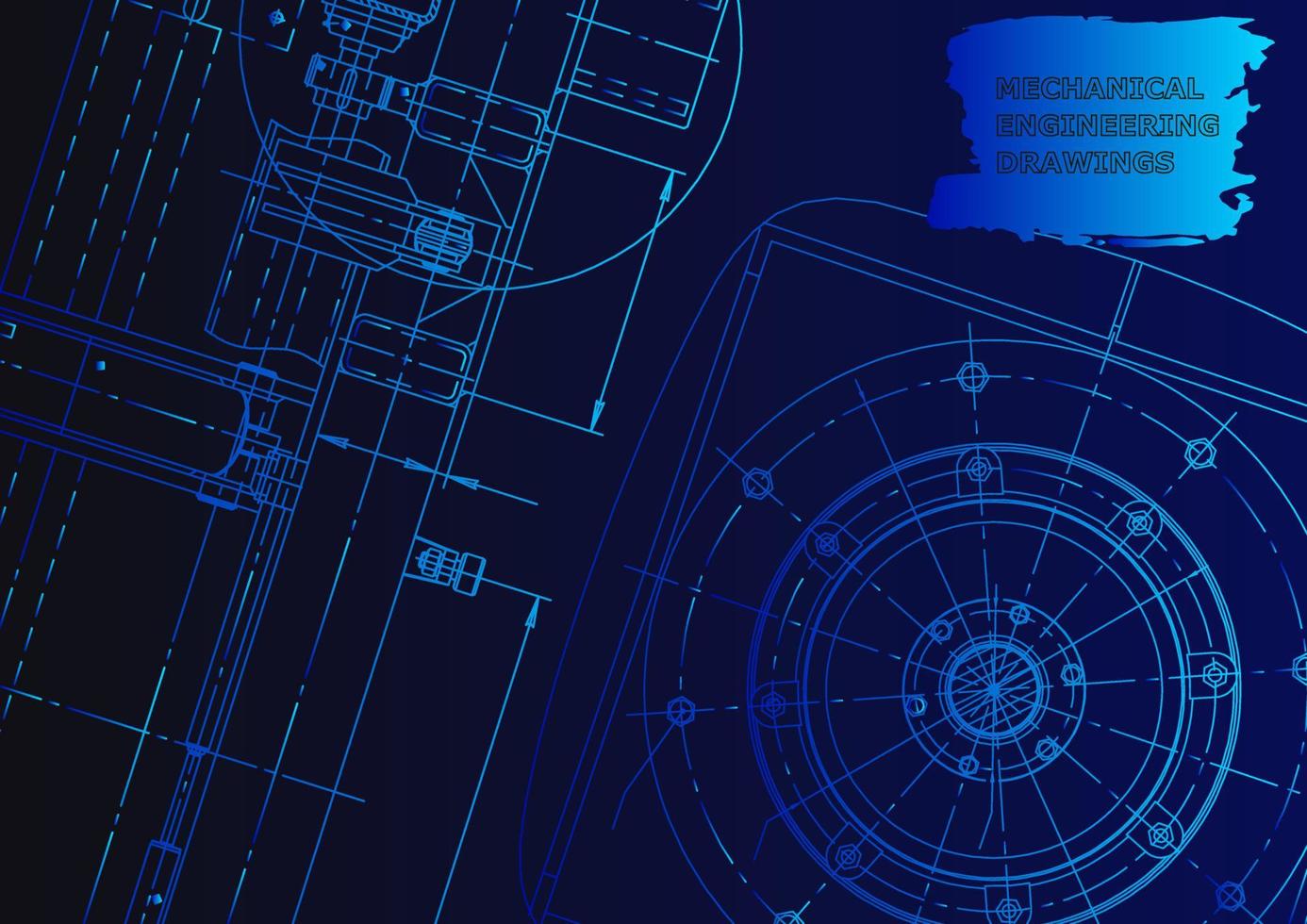 Sketch. Vector engineering illustration. Computer aided design systems