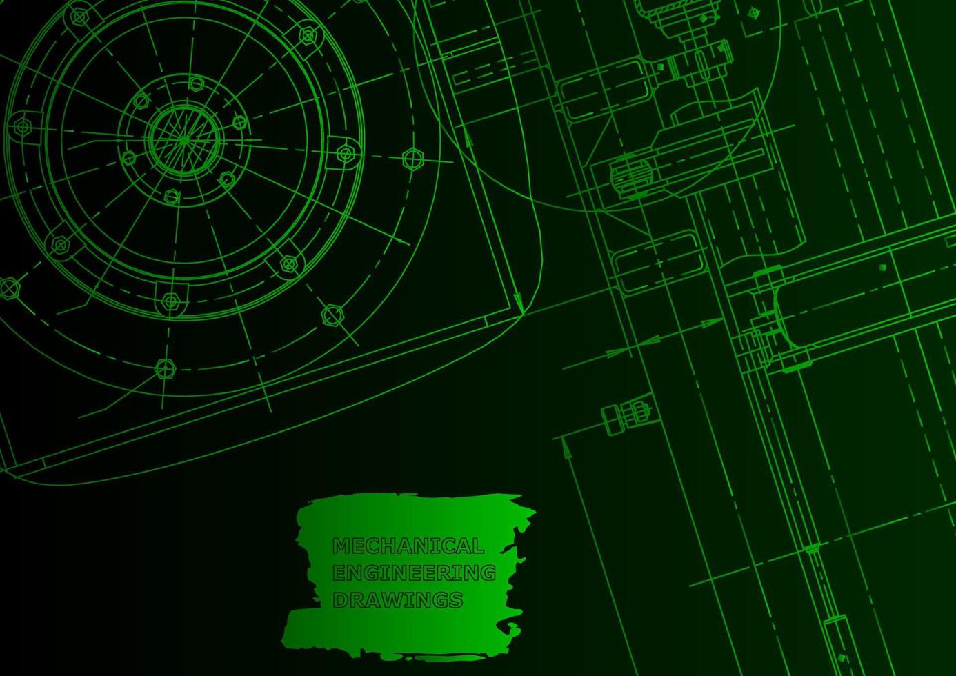 Sketch. Vector engineering illustration. Computer aided design systems
