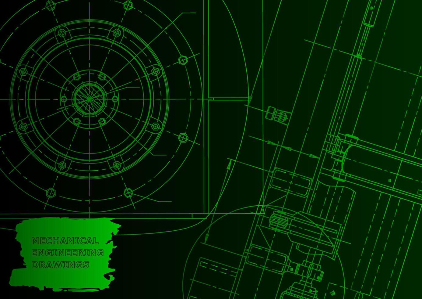 Sketch. Vector engineering illustration. Computer aided design systems