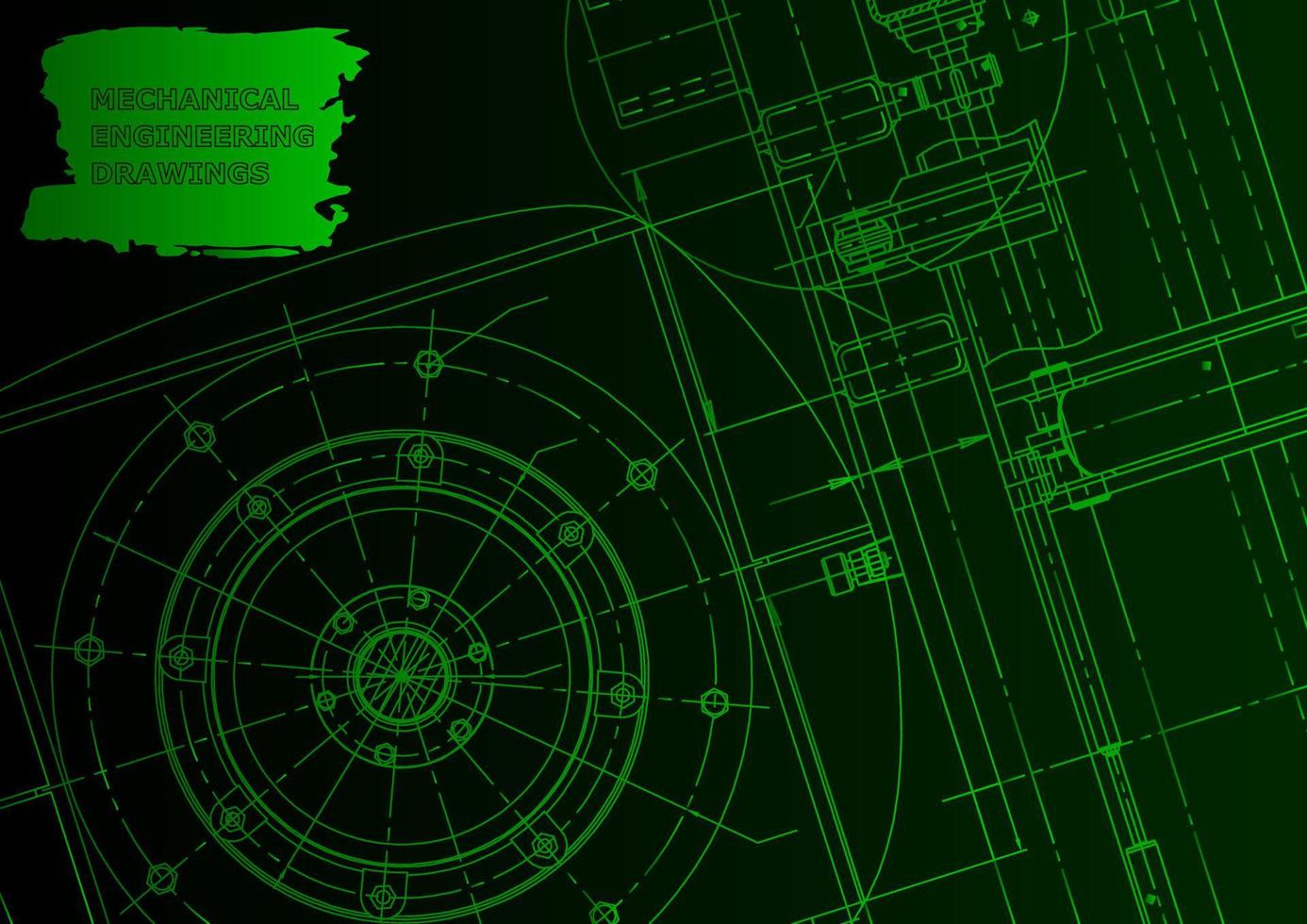 Sketch. Vector engineering illustration. Computer aided design systems