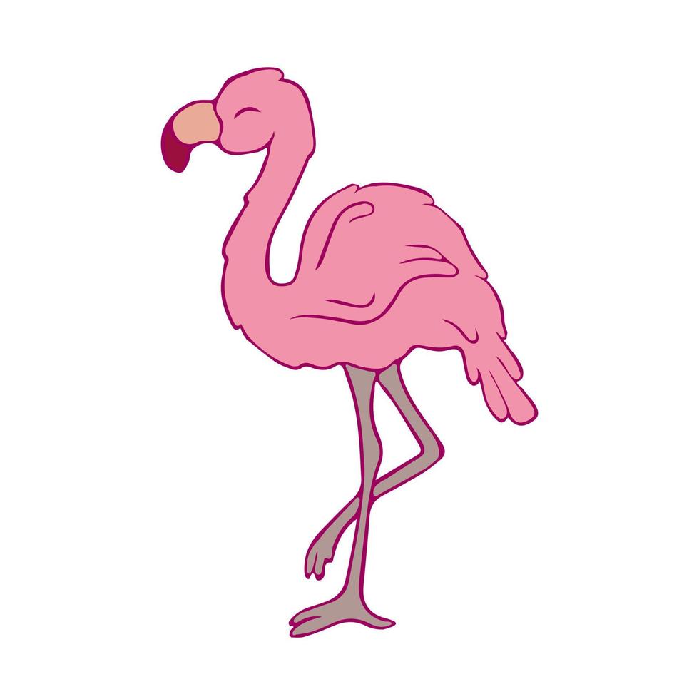 Flamingos. Doodle. Contour bird. Contour. Pink flamingo. vector