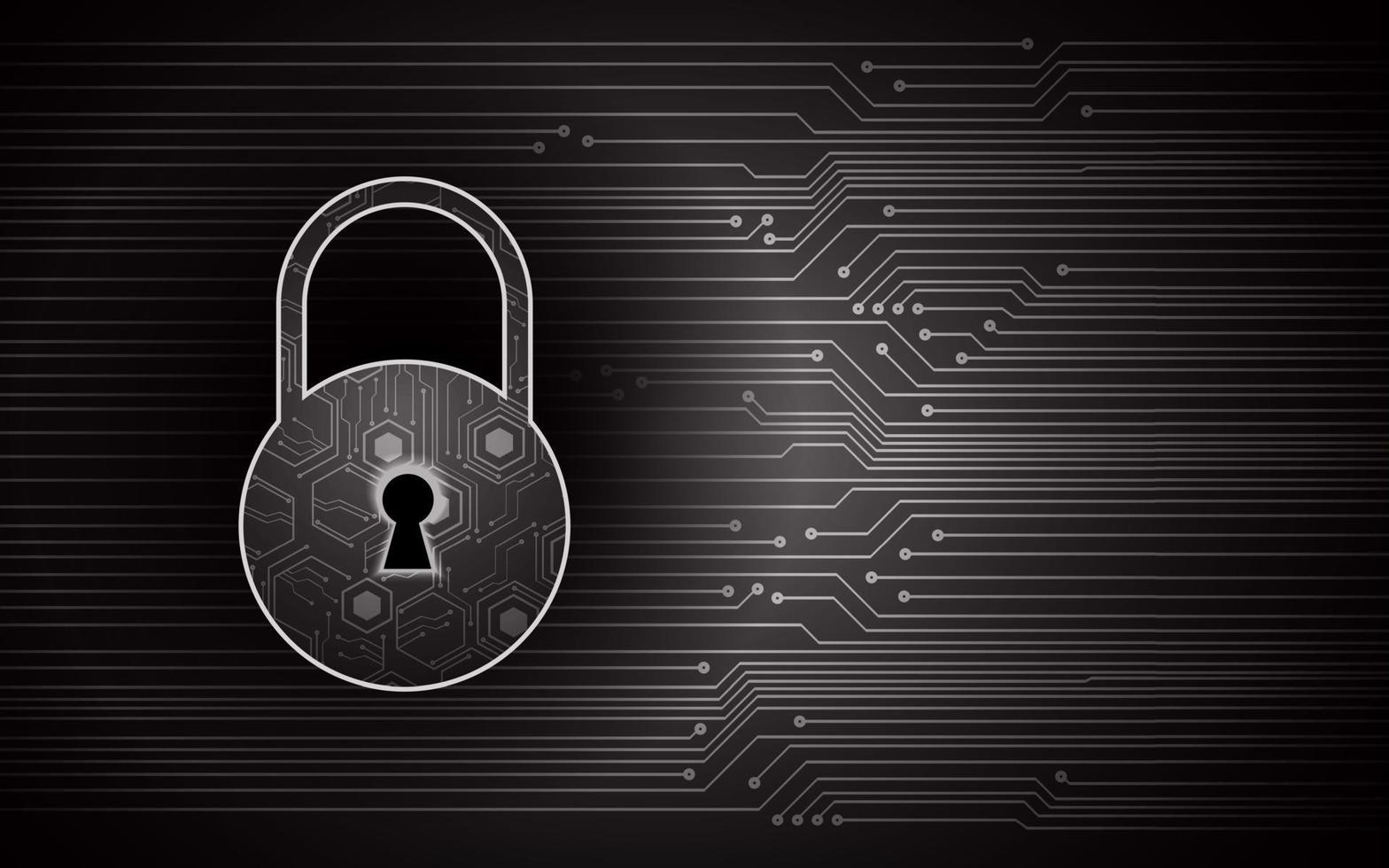 Closed Padlock on digital background, cyber security vector