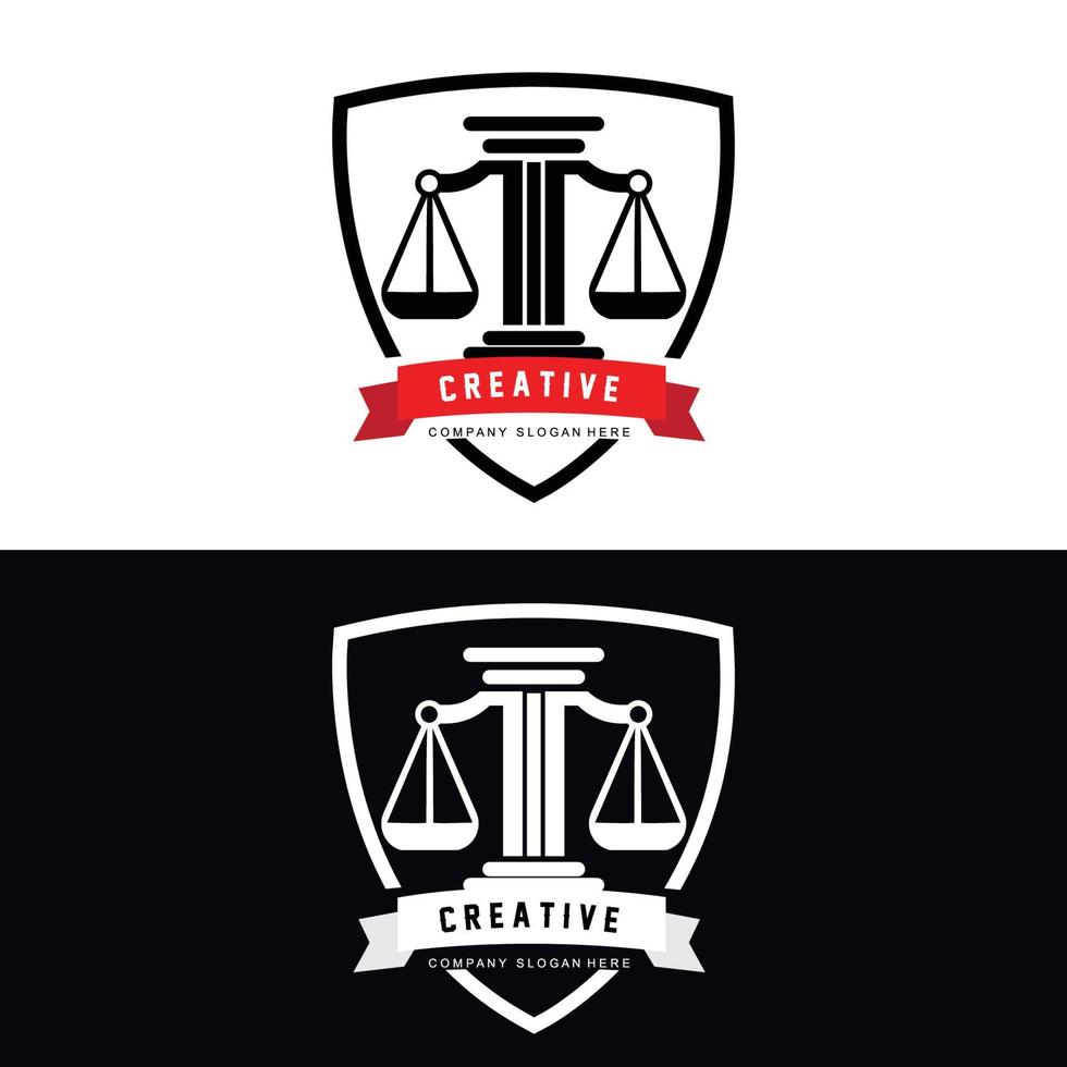 Lawyer or Justice law logo vector design, icon illustration