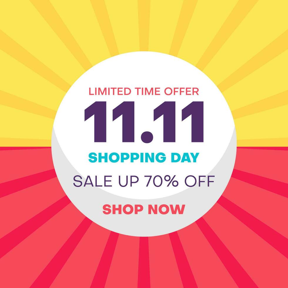 Colorido fondo de banner de venta de compras 11.11 para promoción en su negocio vector