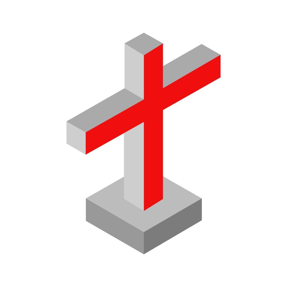 Cruz religiosa ilustrada isométrica sobre un fondo blanco. vector