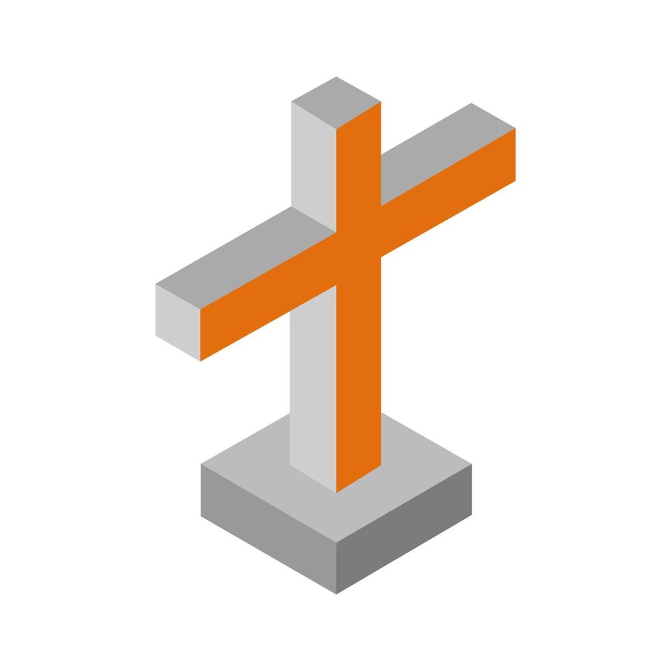 Isometric illustrated religious cross on a white background vector