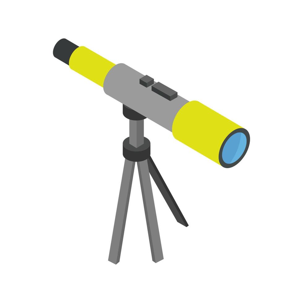 Isometric illustrated telescope on a white background vector