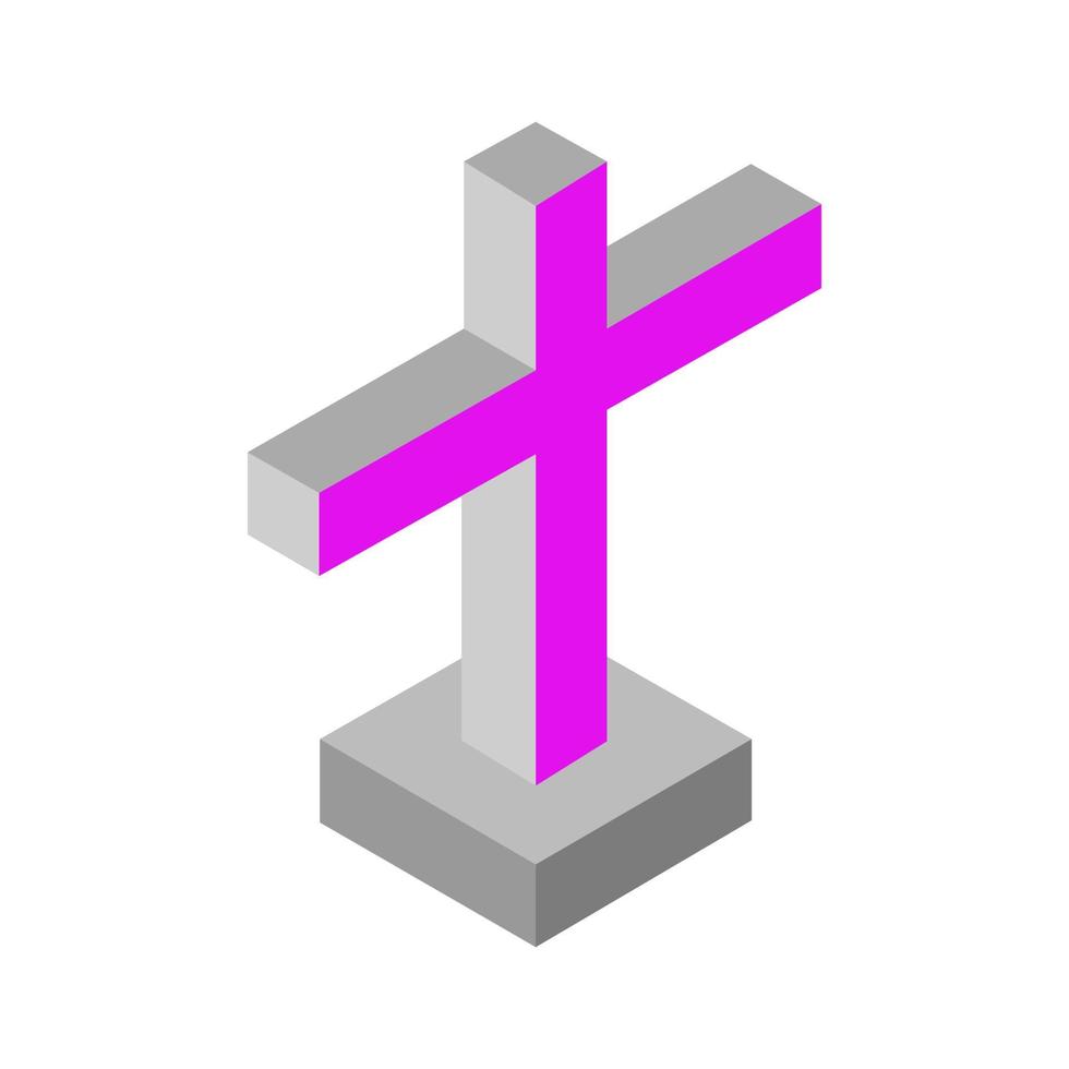 Isometric illustrated religious cross on a white background vector