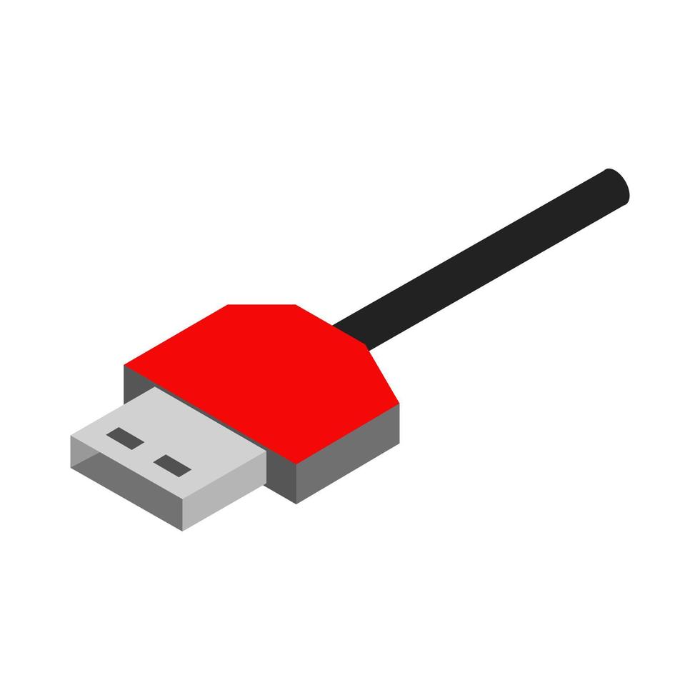 Cable USB isométrico sobre un fondo blanco. vector