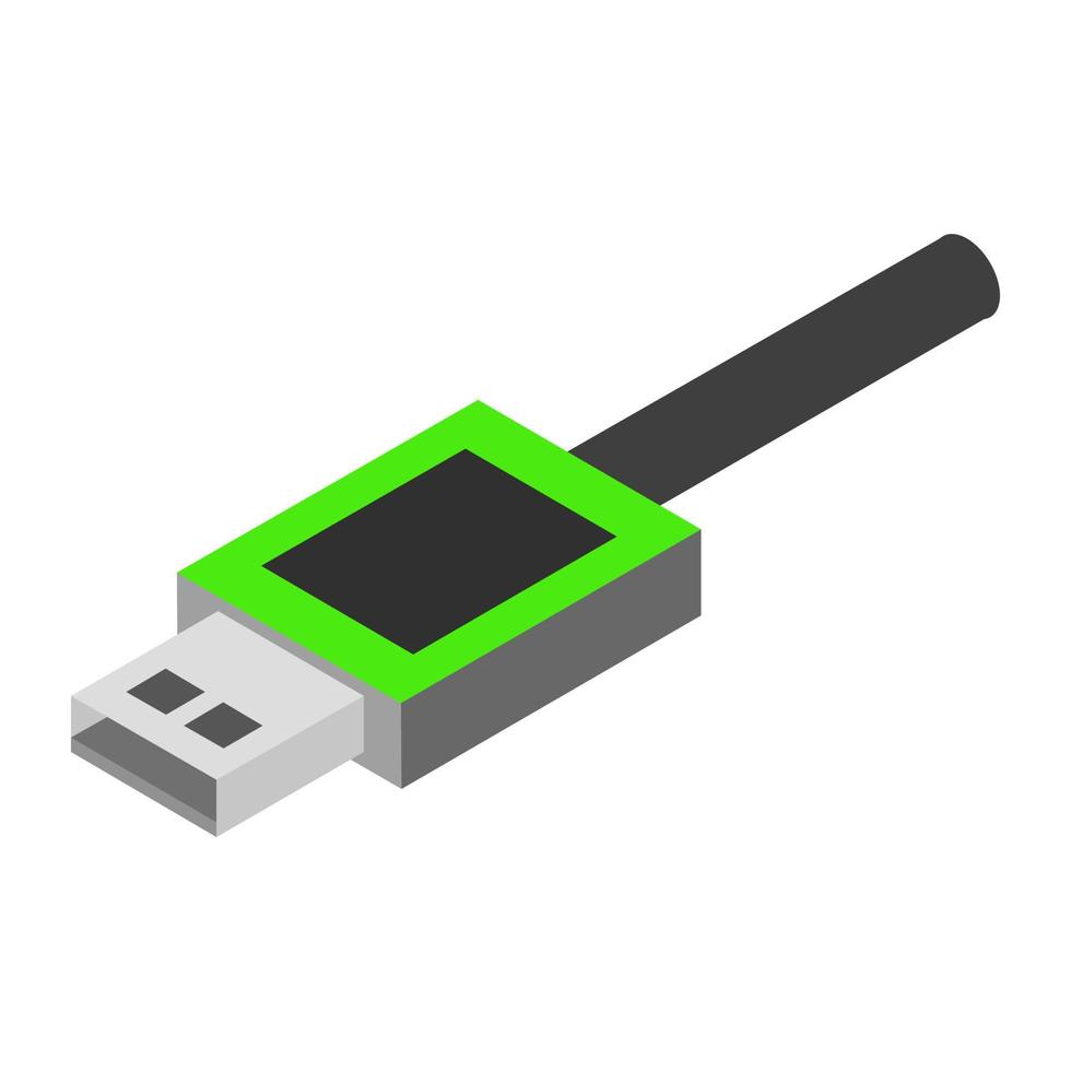 Isometric usb cable on a white background vector