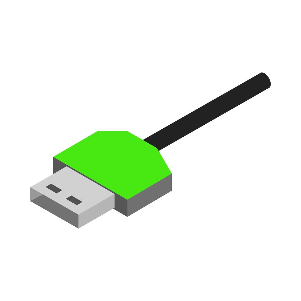 Cable USB isométrico sobre un fondo blanco. vector