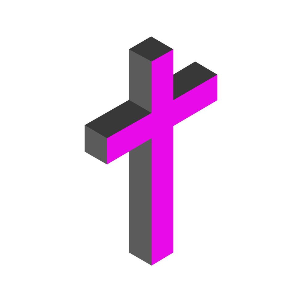 Isometric illustrated religious cross on a white background vector