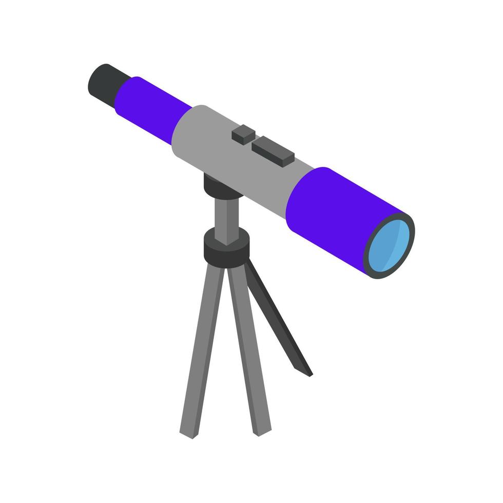 Isometric illustrated telescope on a white background vector