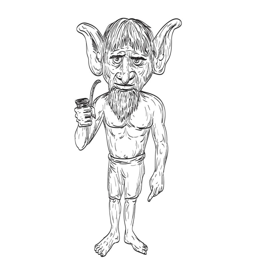 Iratxo Iratxoak or Galtxagorriak the Benevolent Imps of Basque Mythology Wearing Red Pants Standing Drawing vector