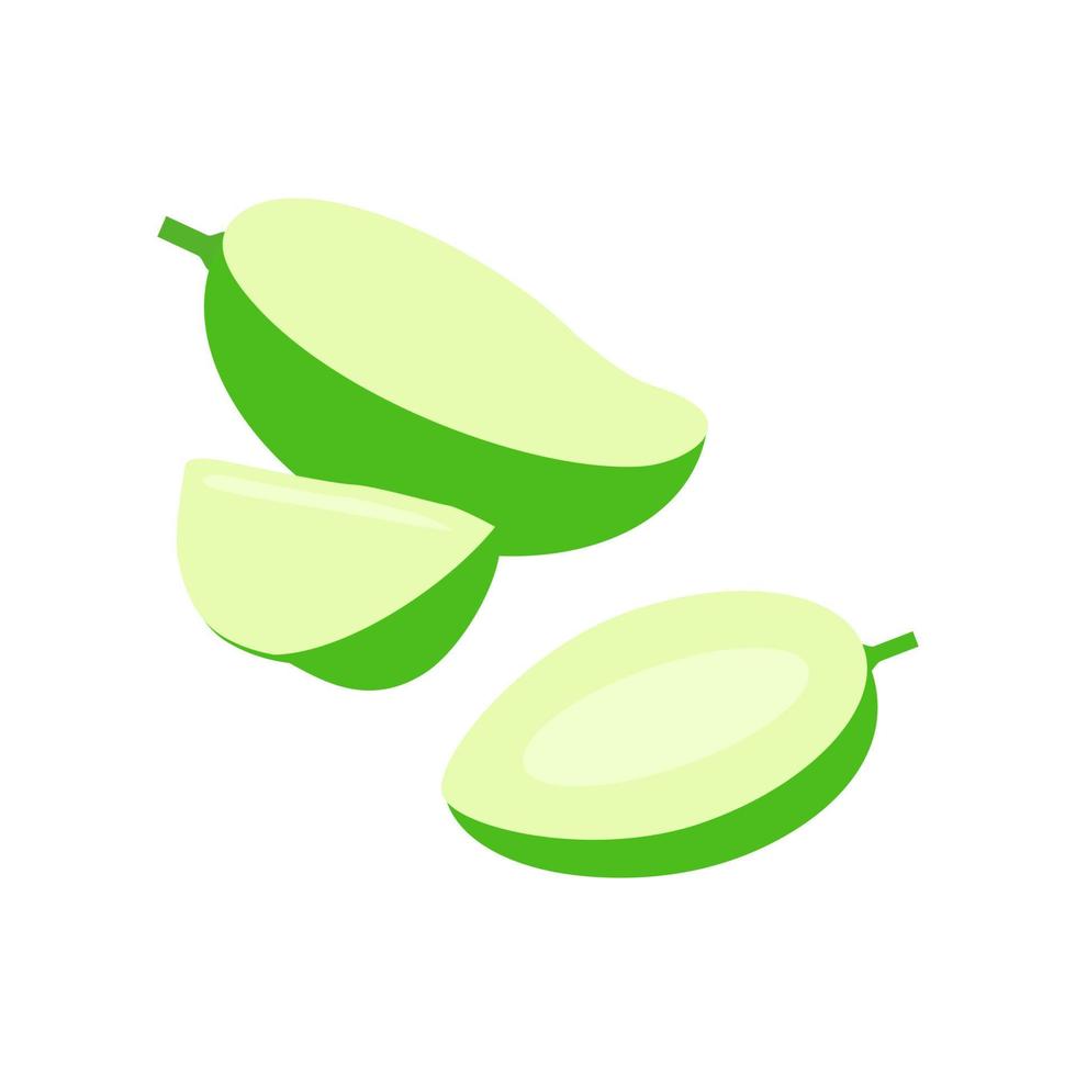 Ilustración de vector de piezas de corte de mango verde aislado sobre fondo blanco