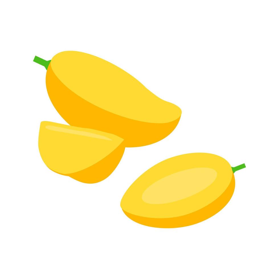 Ilustración de vector de piezas de corte de mango maduro aislado sobre fondo blanco