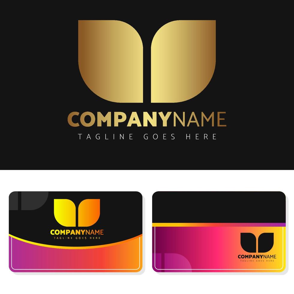 Luxury and elegant gold logo illustration design with business card design for your company vector