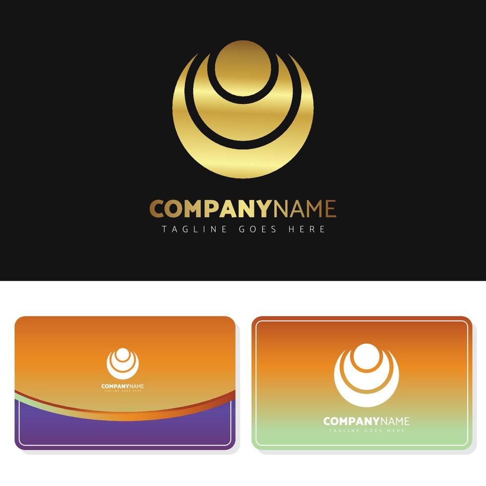 Luxury and elegant gold logo illustration design with business card design for your company vector