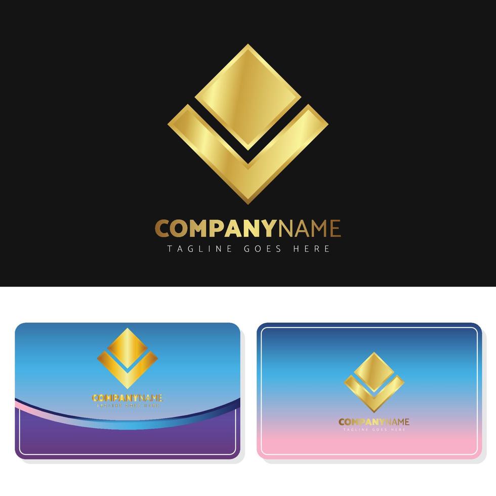 diseño de ilustración de logotipo dorado de lujo y elegante con diseño de tarjeta de presentación para su empresa vector