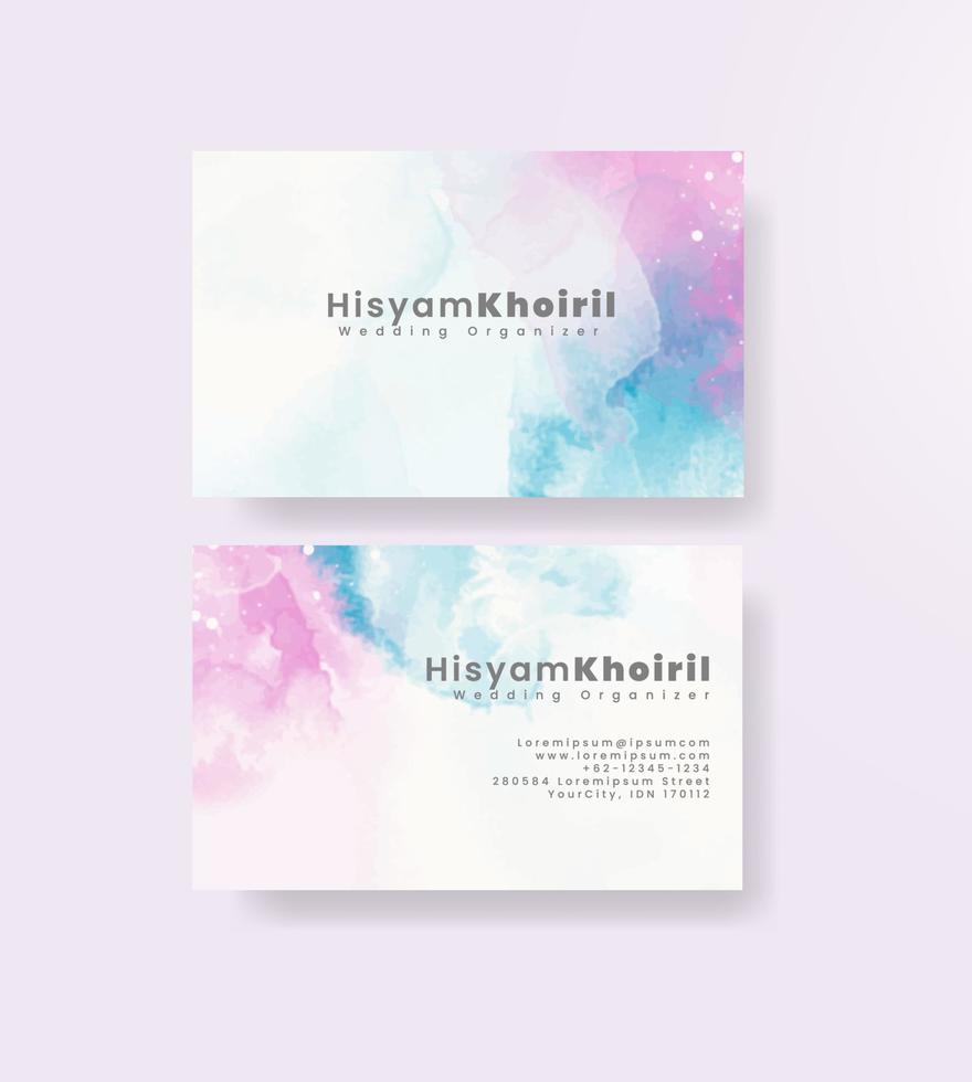 Beautiful business card template with watercolor vector