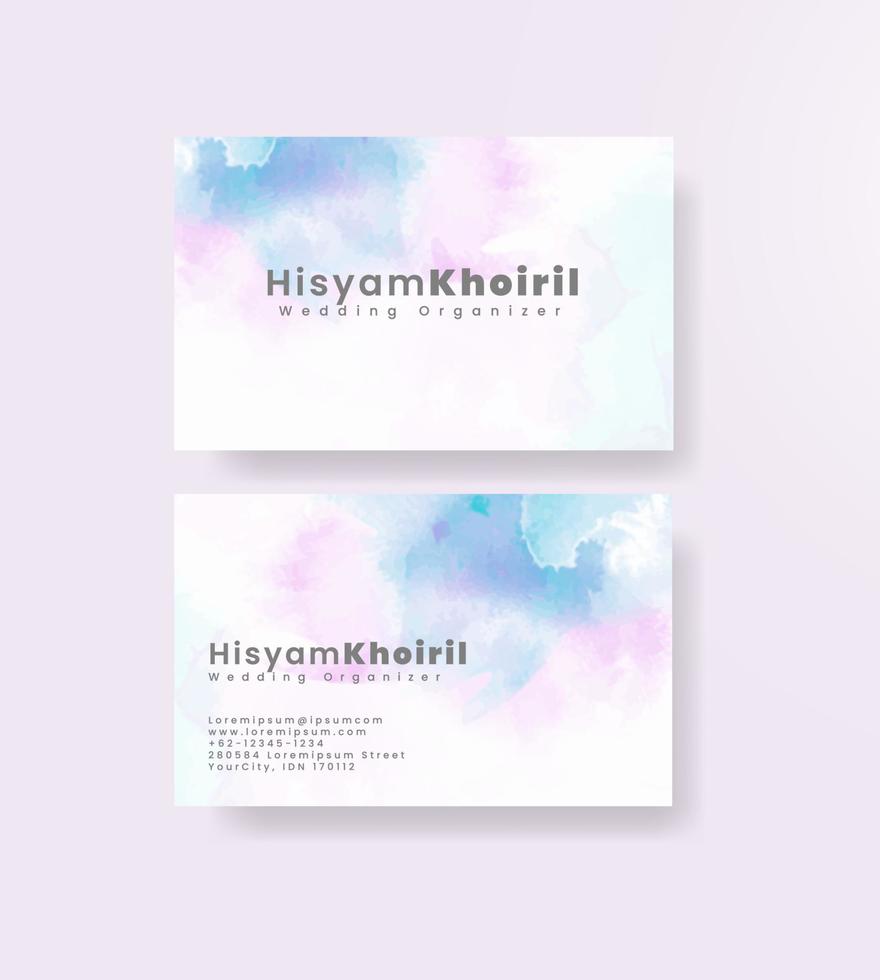 Beautiful business card template with watercolor vector