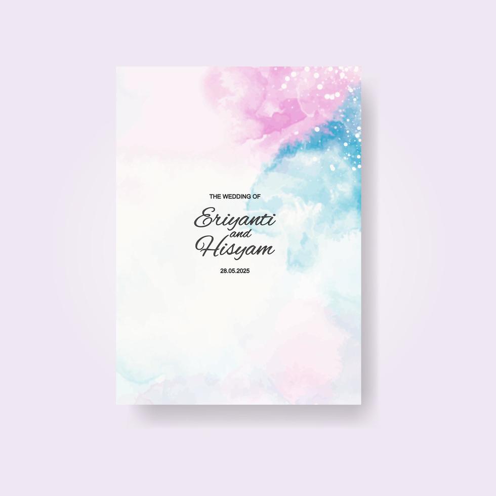 Watercolor wedding invitation card. Beautiful wedding card watercolor with splash. vector