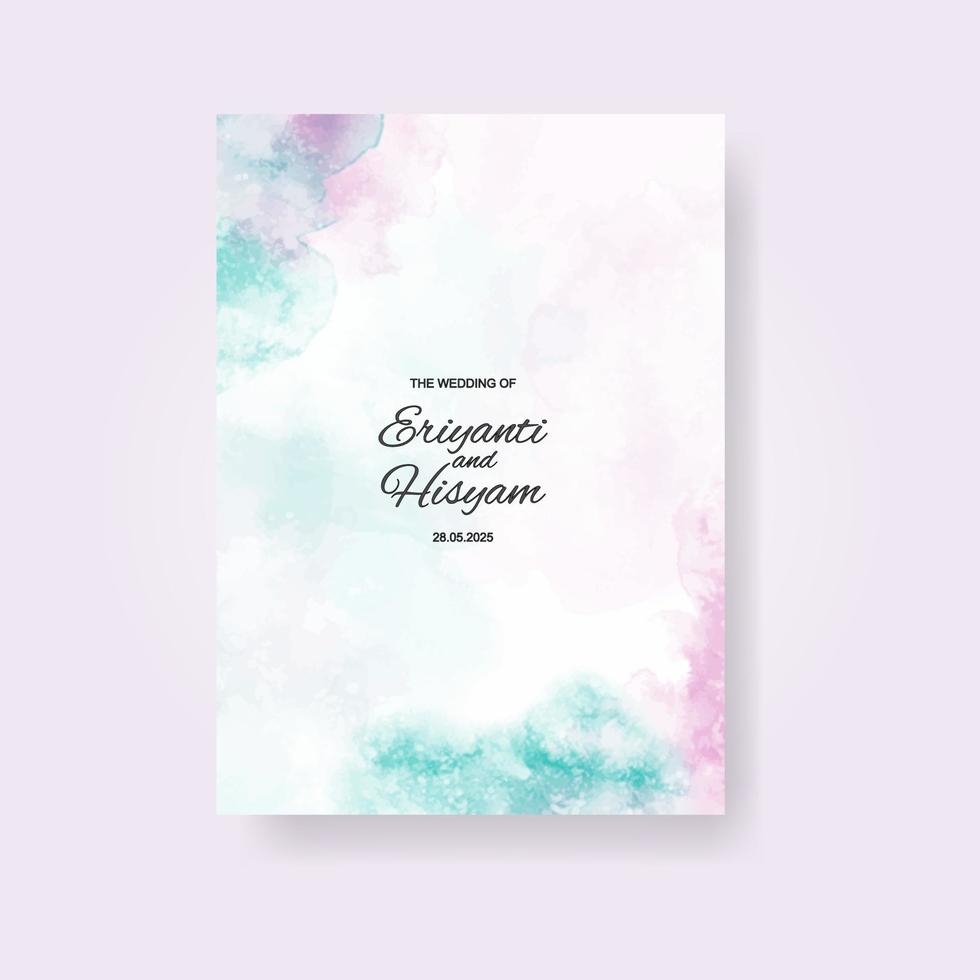 Watercolor wedding invitation card. Beautiful wedding card watercolor with splash. vector