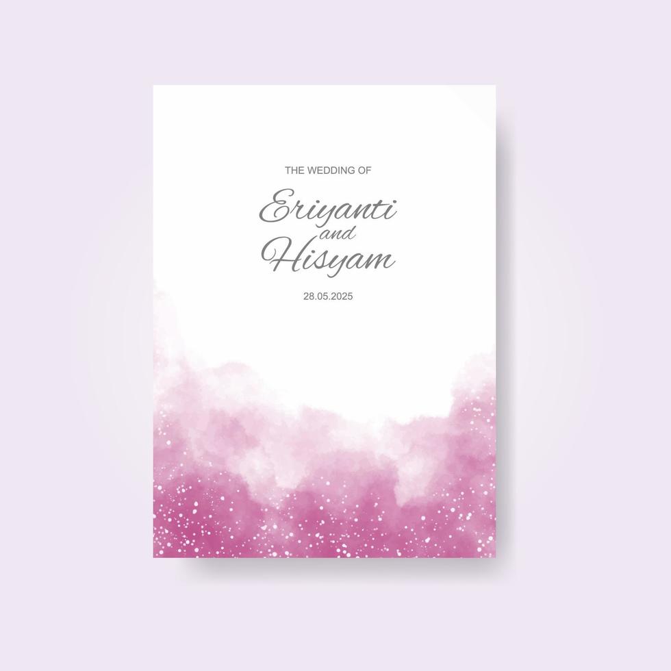 Watercolor wedding invitation card. Beautiful wedding card watercolor with splash. vector