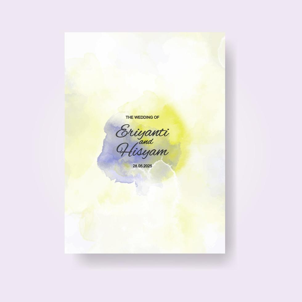 Watercolor wedding invitation card. Beautiful wedding card watercolor with splash. vector