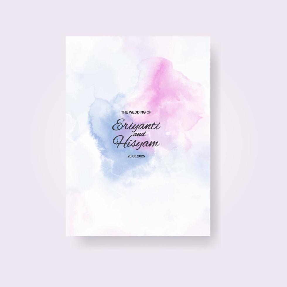 Watercolor wedding invitation card. Beautiful wedding card watercolor with splash. vector