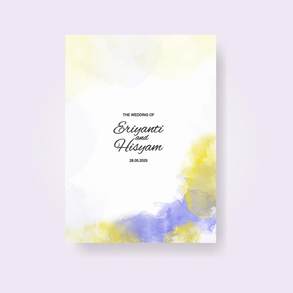 Watercolor wedding invitation card. Beautiful wedding card watercolor with splash. vector