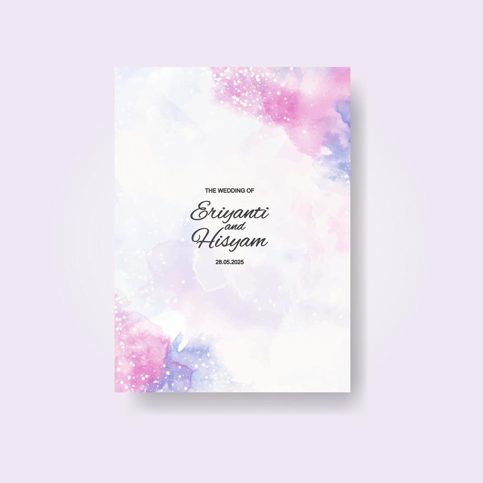 Watercolor wedding invitation card. Beautiful wedding card watercolor with splash. vector