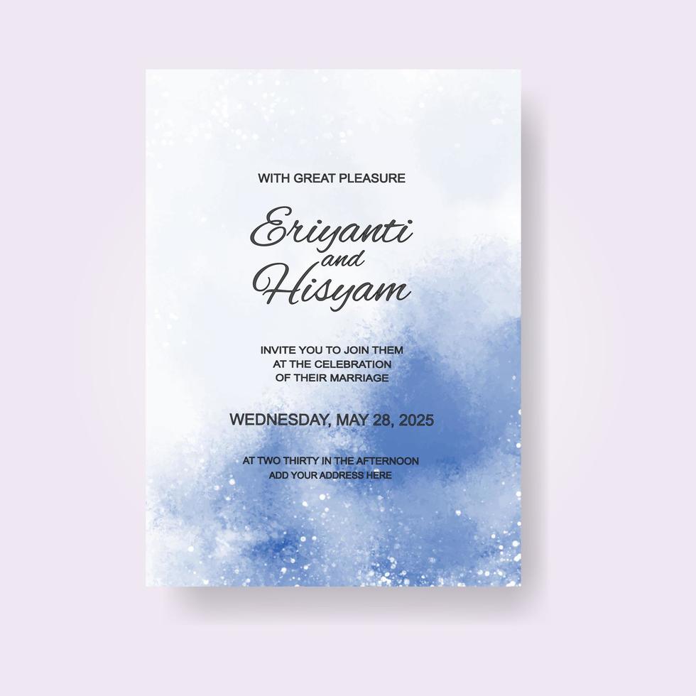 Watercolor wedding invitation card. Beautiful wedding card watercolor with splash. vector