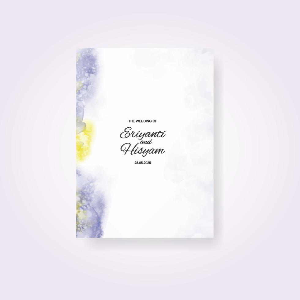 Watercolor wedding invitation card. Beautiful wedding card watercolor with splash. vector