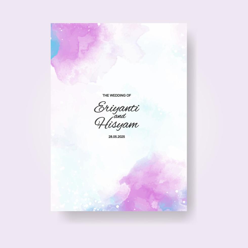 Watercolor wedding invitation card. Beautiful wedding card watercolor with splash. vector