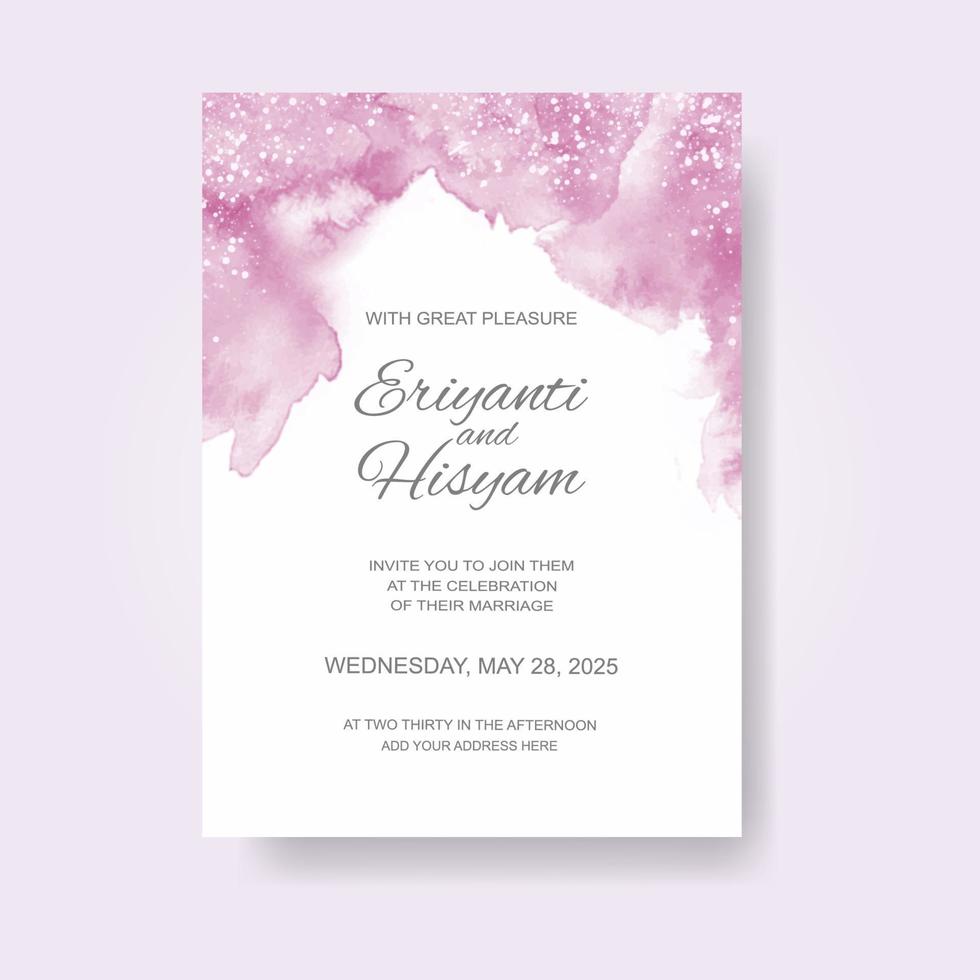 Watercolor wedding invitation card. Beautiful wedding card watercolor with splash. vector
