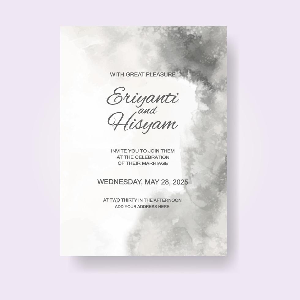 Watercolor wedding invitation card. Beautiful wedding card watercolor with splash. vector