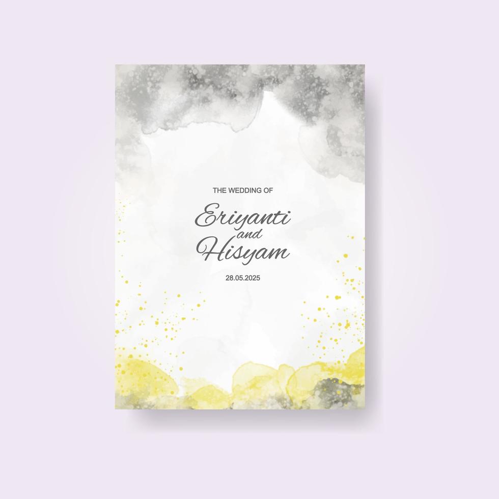 Watercolor wedding invitation card. Beautiful wedding card watercolor with splash. vector