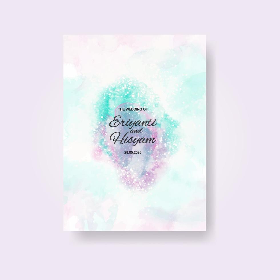 Watercolor wedding invitation card. Beautiful wedding card watercolor with splash. vector